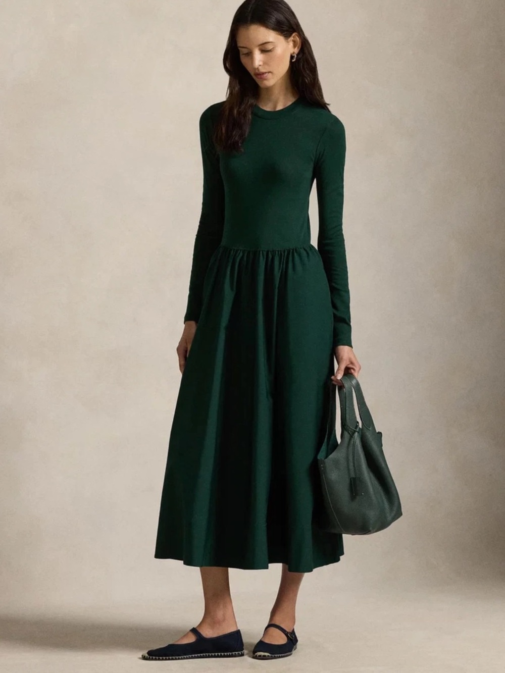 Polo Ralph Lauren Women's green Cotton Long-sleeve Dress